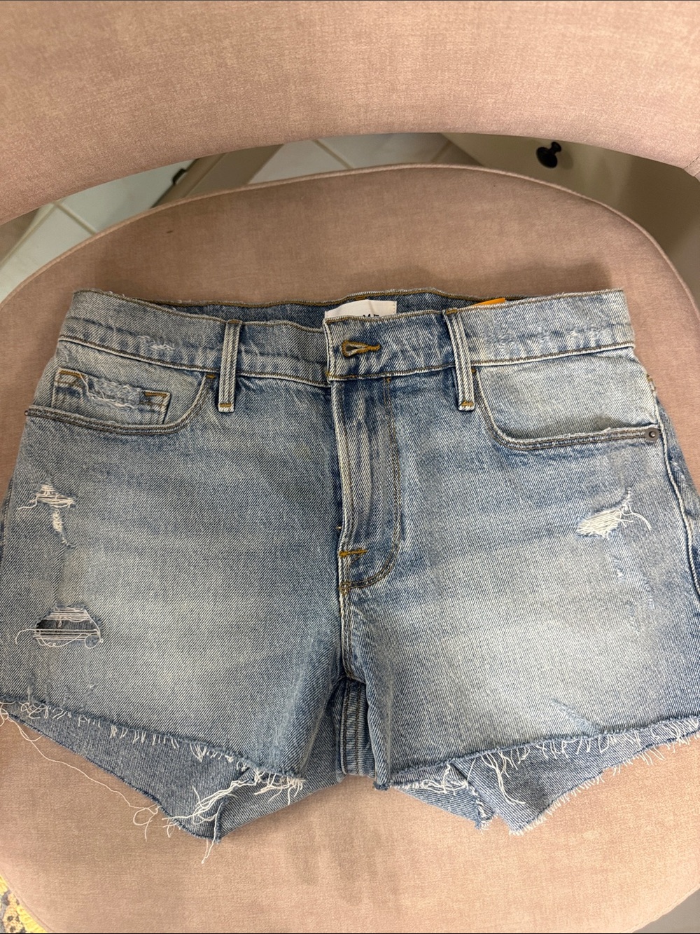 Frame Denim Light Blue Distressed Cutoff Shorts